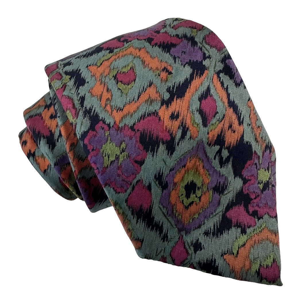 Muliti Color Men's Neck Tie Unbranded Gray w/Pink/Purple/Orange/Black Abstract